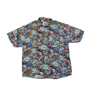 Vintage Silks Brand Flowers Shirt Multicolored Silk Mens Size XL